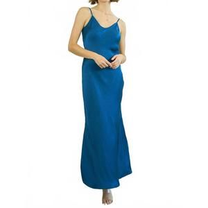NEW LABIZ FASHION satin long slip dress in midnight blue